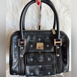 MCM Black Leather Monogram Handbag